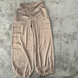 NWT The Workshop Satin Cargo Drawstring Hem Pants Women's LARGE